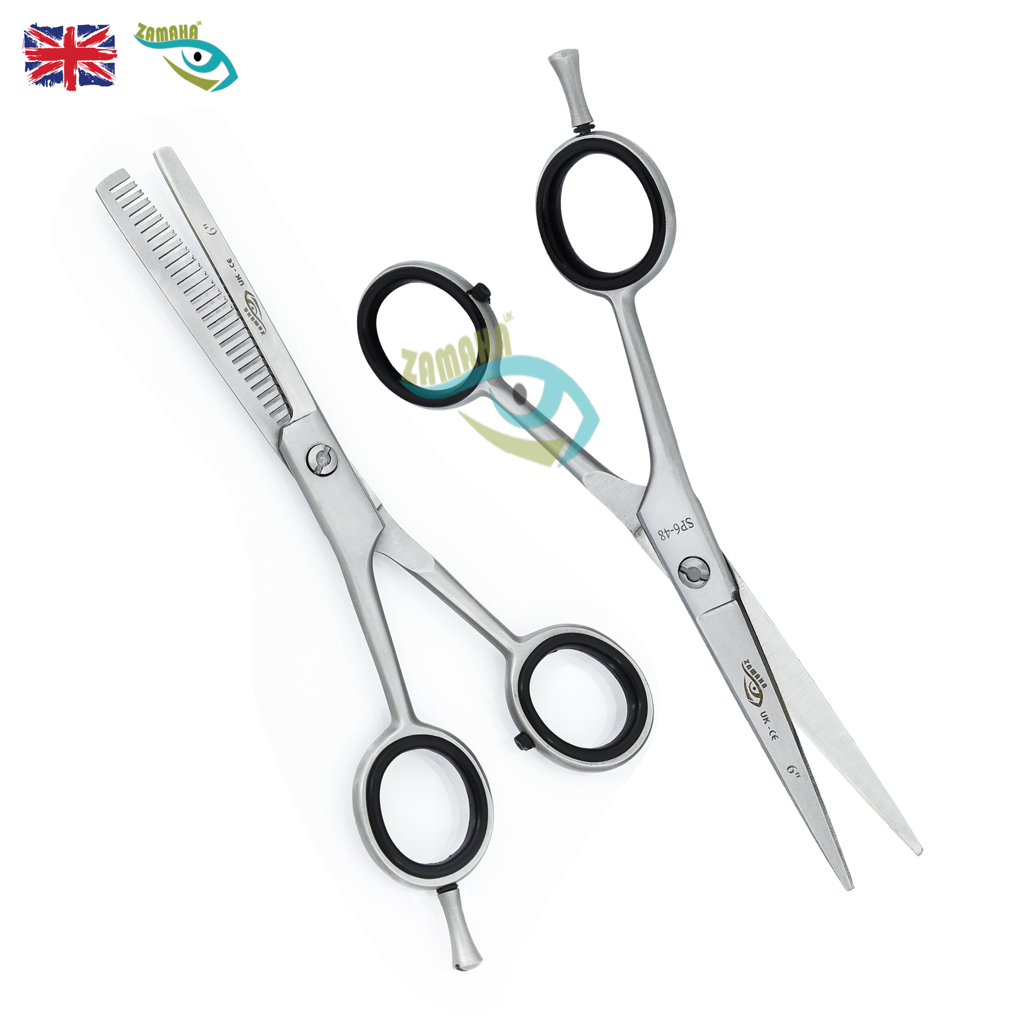 Left Handed Hair Barber Scissors Set 6" Straight handle Sharp Edges