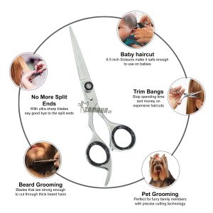 Lefty Hairdresser professional Hair Razor scissors left-handed 6.5 inch hair scissors (Cutting Scissors+Thinning Scissors)